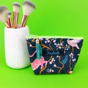 Navy Pandas and Tigers Small Makeup Bag. Navy Small Makeup Bag