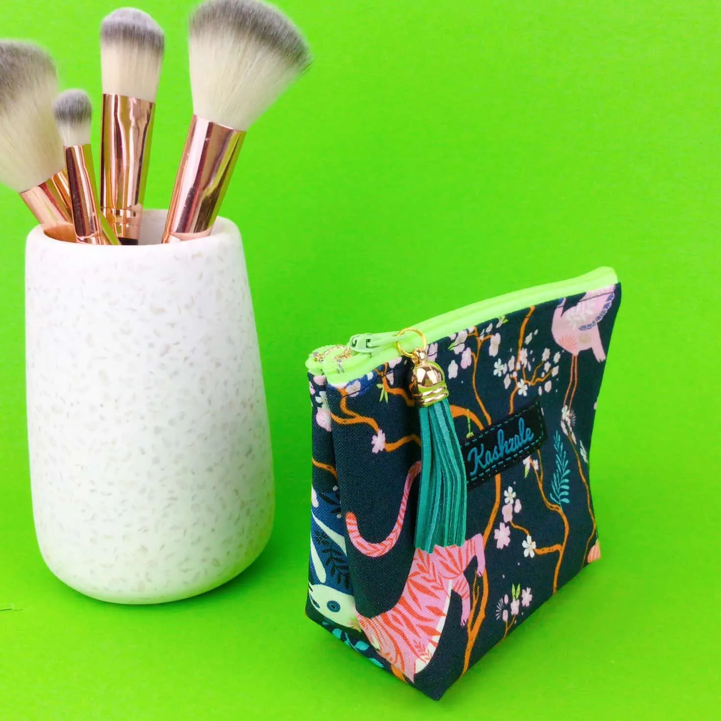 Navy Pandas and Tigers Small Makeup Bag. Navy Small Makeup Bag