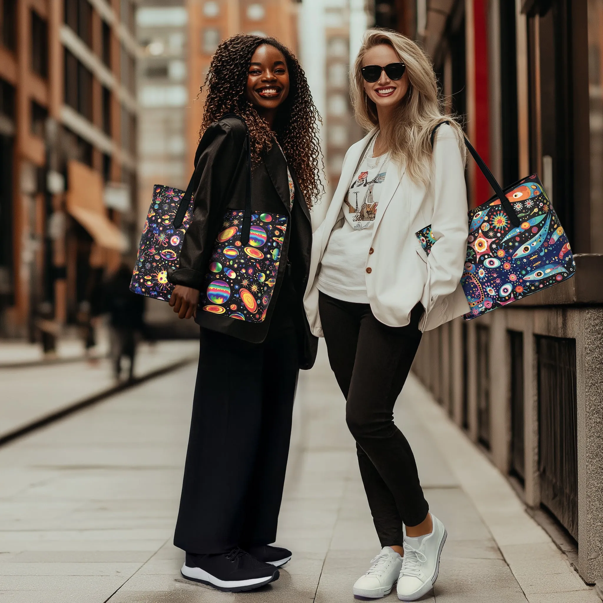 Nebula Nomads Leather Vegan Tote Bag