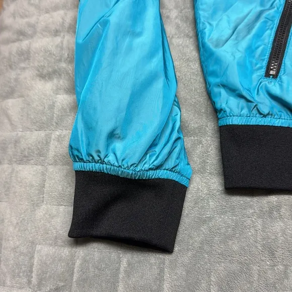 Nike Bomber Jacket, Teal, Black, Zippered Pockets, Polyester, Size M