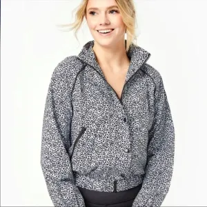 NWT Anthropology Allfenix Leopard Print Crop Athletic Jacket