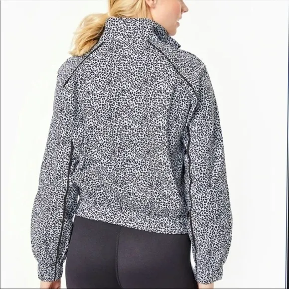 NWT Anthropology Allfenix Leopard Print Crop Athletic Jacket