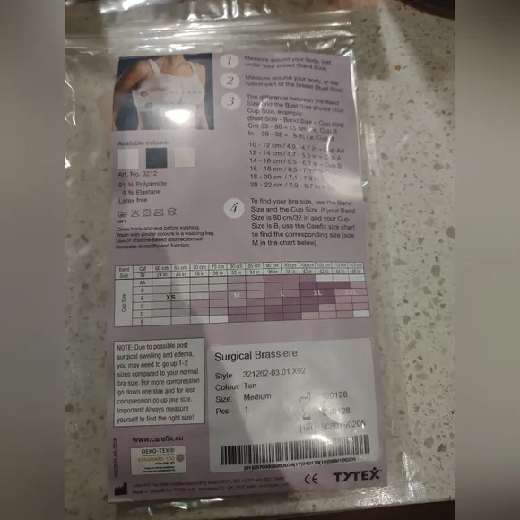 NWT Carefix Seamless Post Op Front Close Tan Bella Bra - Medium