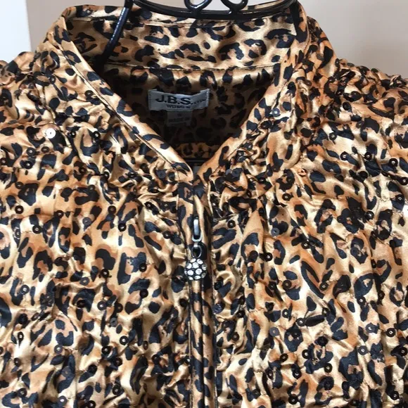 NWT J.B.S. LTD Leopard 🐆 Print &amp; Sequin Full Zippered Jacket