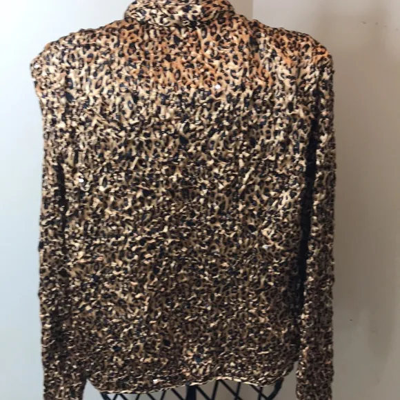 NWT J.B.S. LTD Leopard 🐆 Print &amp; Sequin Full Zippered Jacket