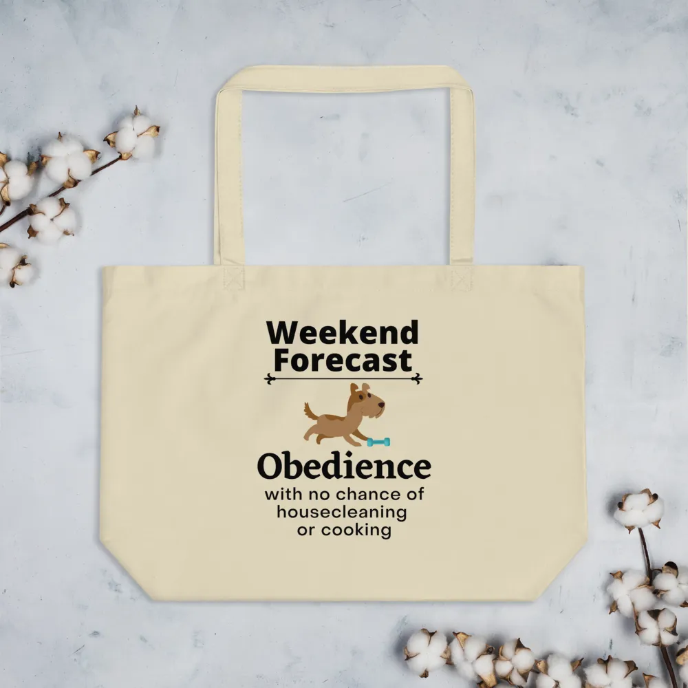 Obedience Weekend Forecast X-Large Tote/Shopping Bag-Oyster