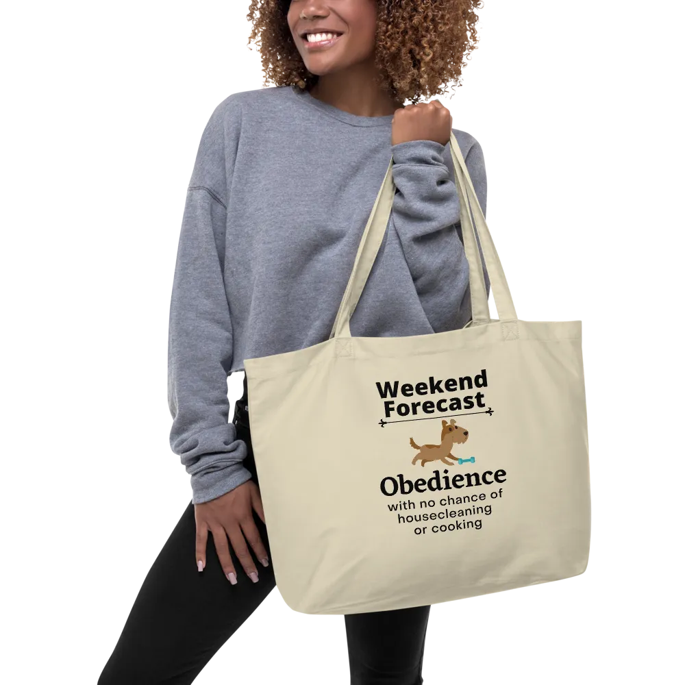 Obedience Weekend Forecast X-Large Tote/Shopping Bag-Oyster