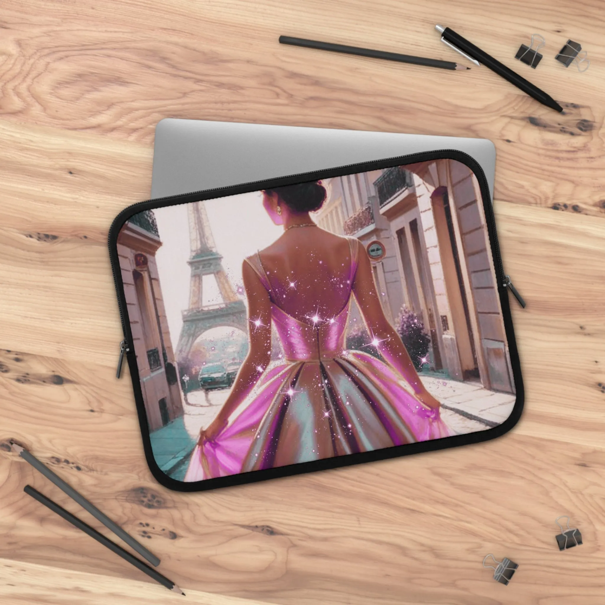 Parisian Stroll (Pink Gown) Laptop Sleeve