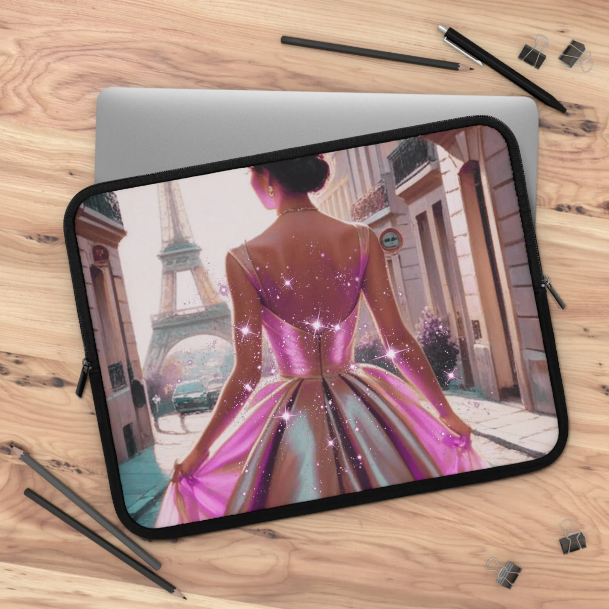 Parisian Stroll (Pink Gown) Laptop Sleeve