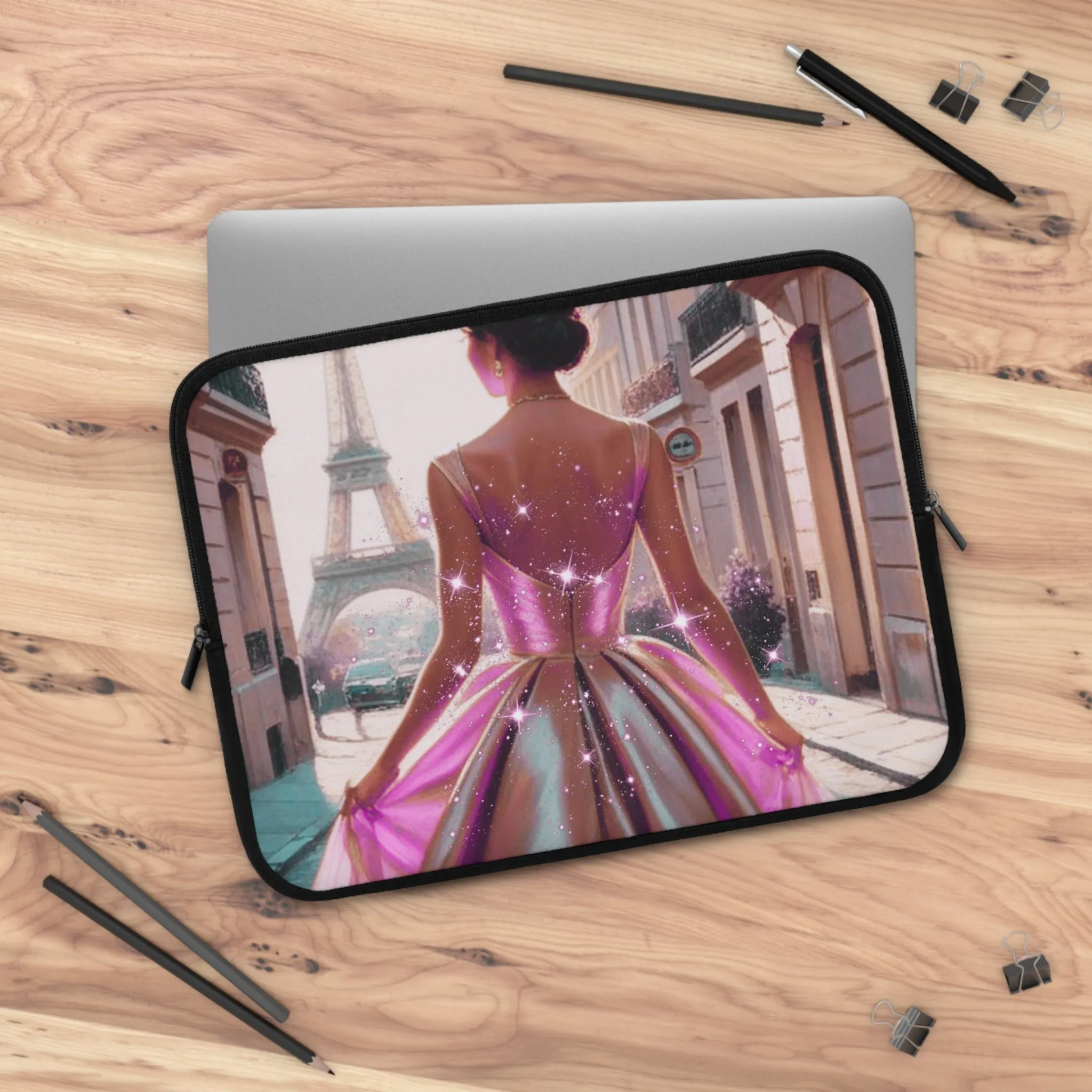 Parisian Stroll (Pink Gown) Laptop Sleeve