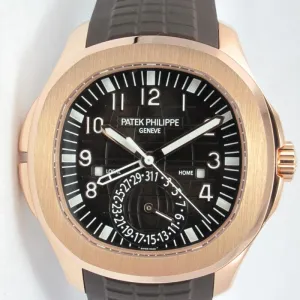 PATEK PHILIPPE ROSE GOLD AQUANAUT TRAVEL TIME BOX & PAPER 5164R
