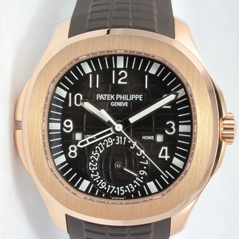 PATEK PHILIPPE ROSE GOLD AQUANAUT TRAVEL TIME BOX & PAPER 5164R