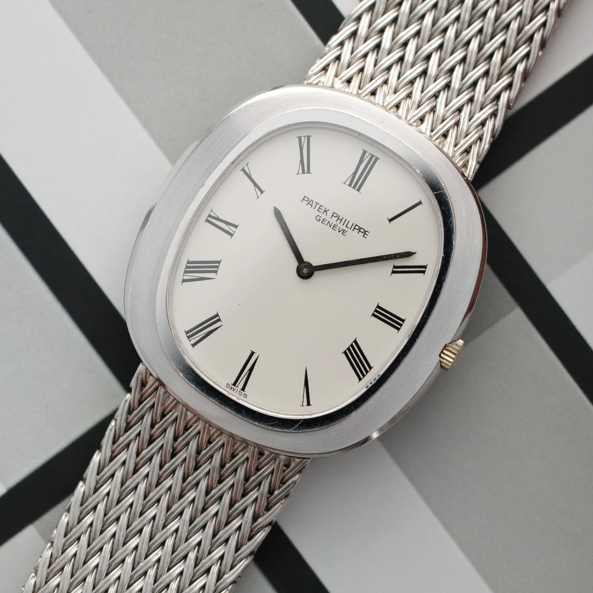 Patek Philippe White Gold Automatic Oval Bracelet Watch Ref. 3589