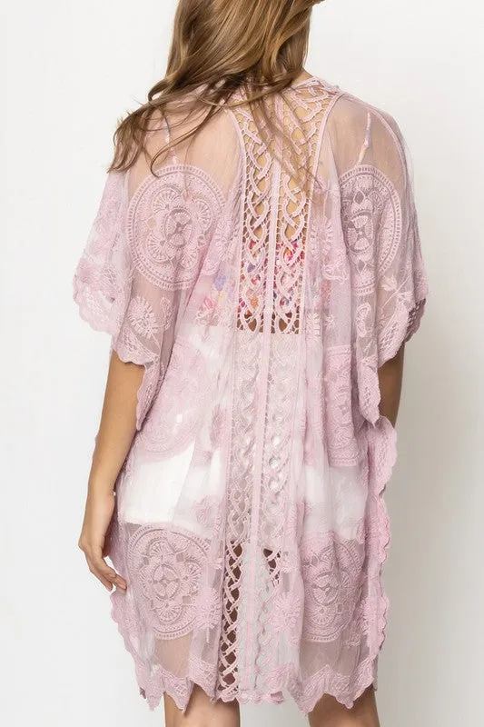 Patterned Laced Kimono
