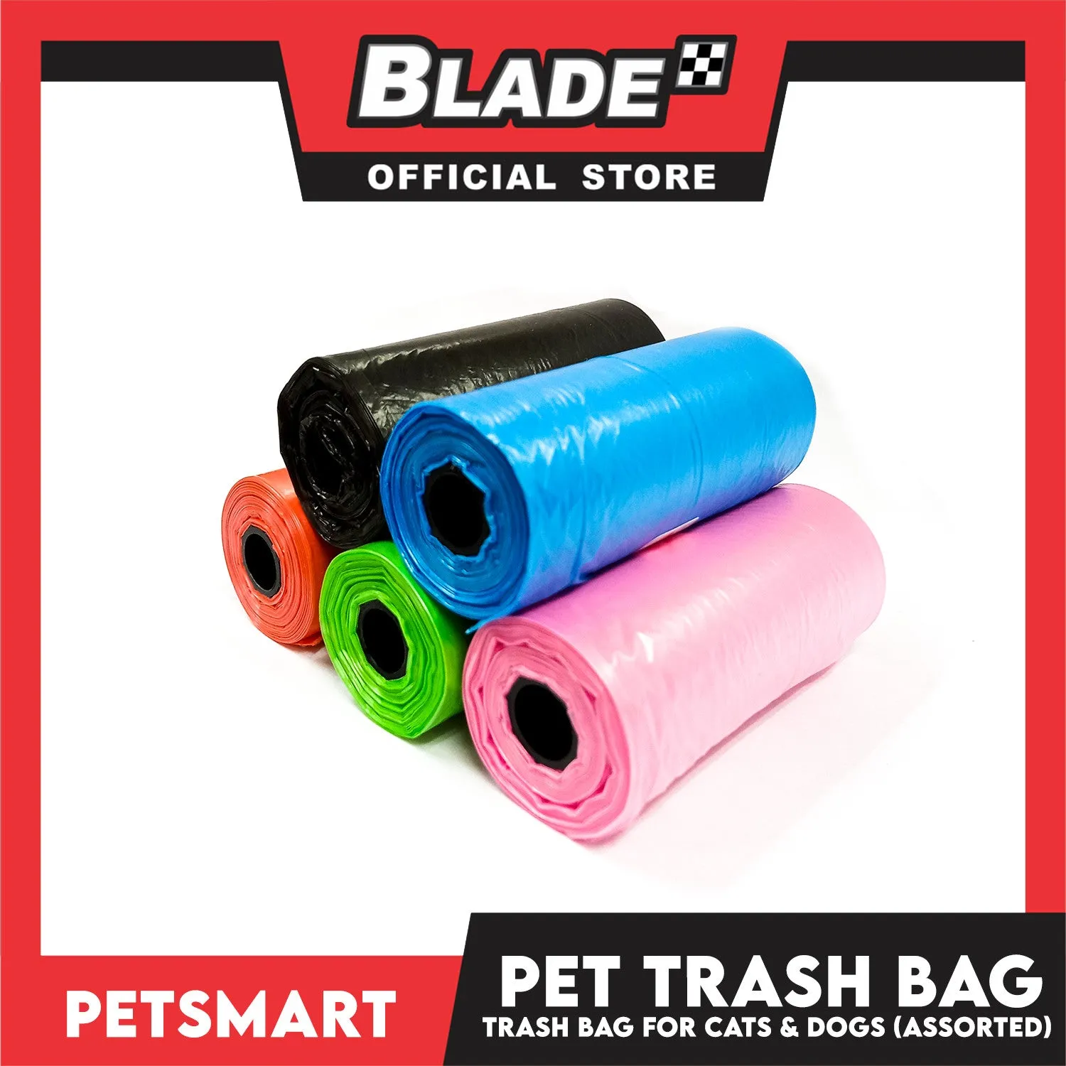 Pet Trash Bag for Cats and Dogs 1 Roll (Assorted Colors)