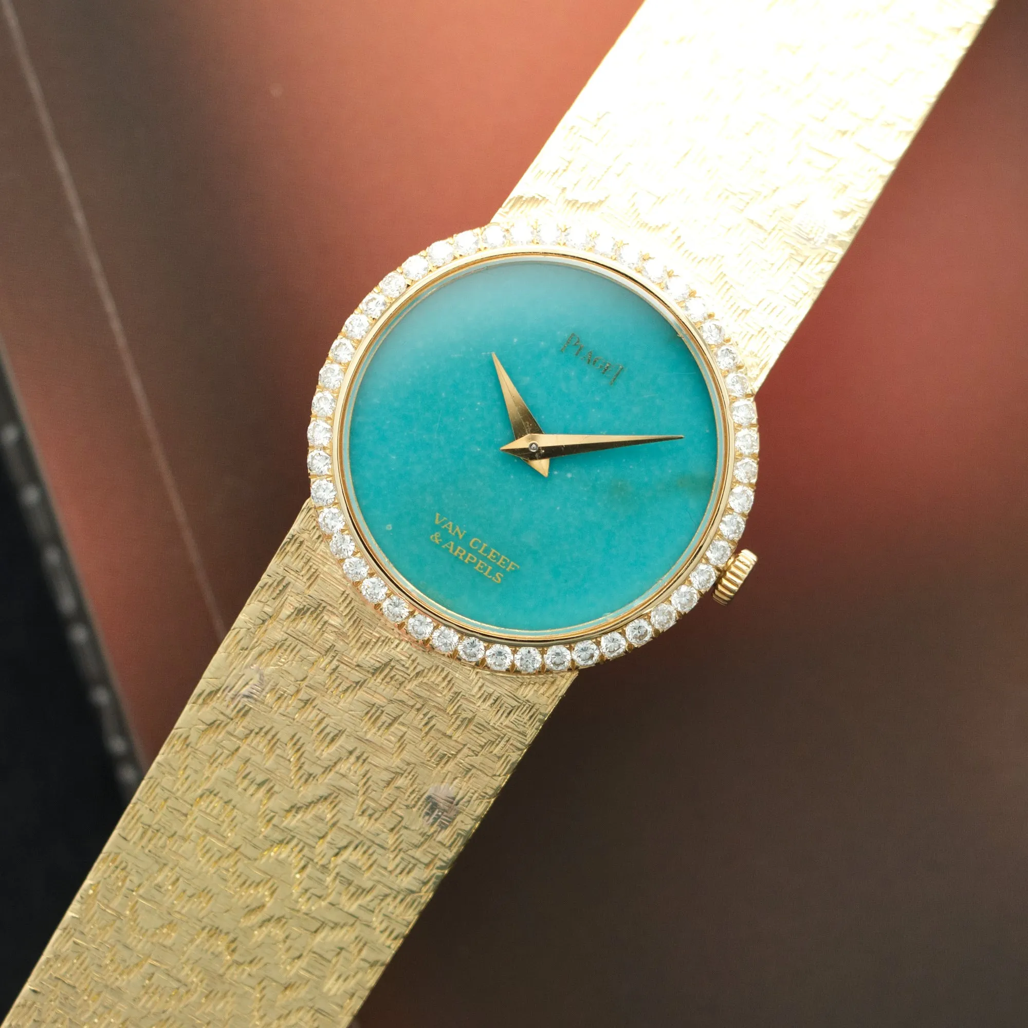 Piaget Yellow Gold Turquoise Diamond Watch, Retailed by Van Cleef & Arpels