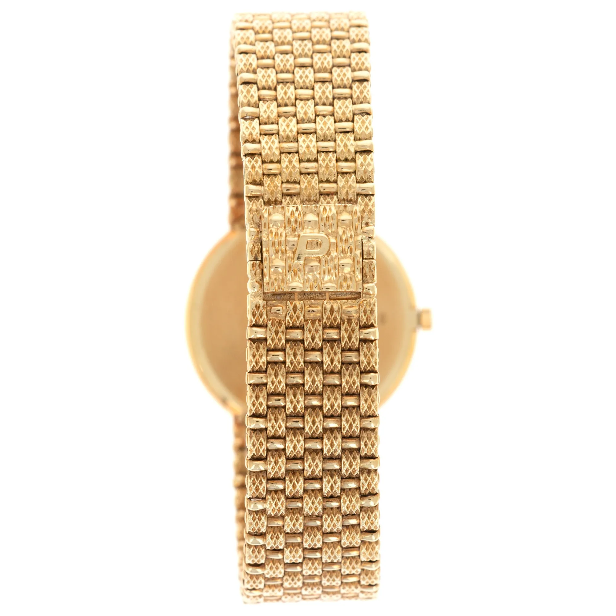 Piaget Yellow Gold Watch Ref. 9066 with Diamond Bezel and Lapis and Diamond Dial