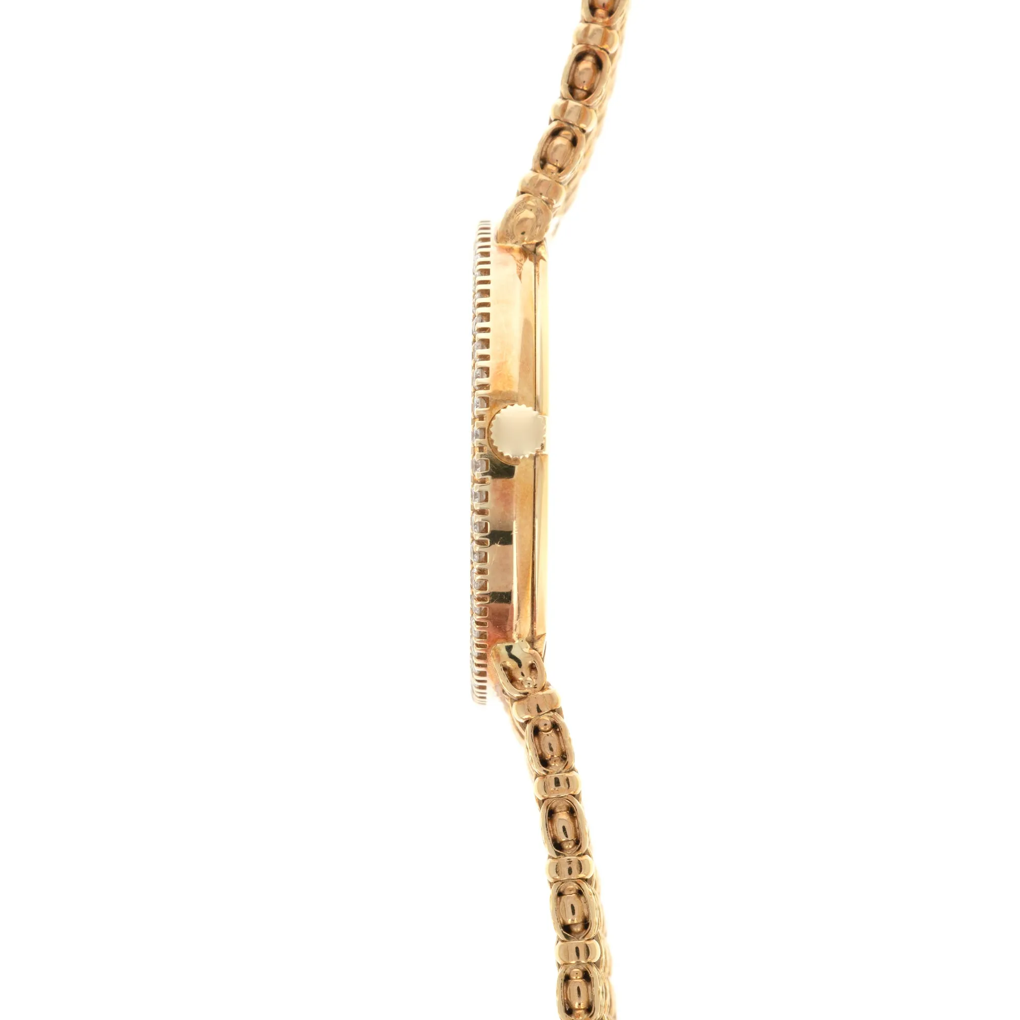 Piaget Yellow Gold Watch Ref. 9066 with Diamond Bezel and Lapis and Diamond Dial