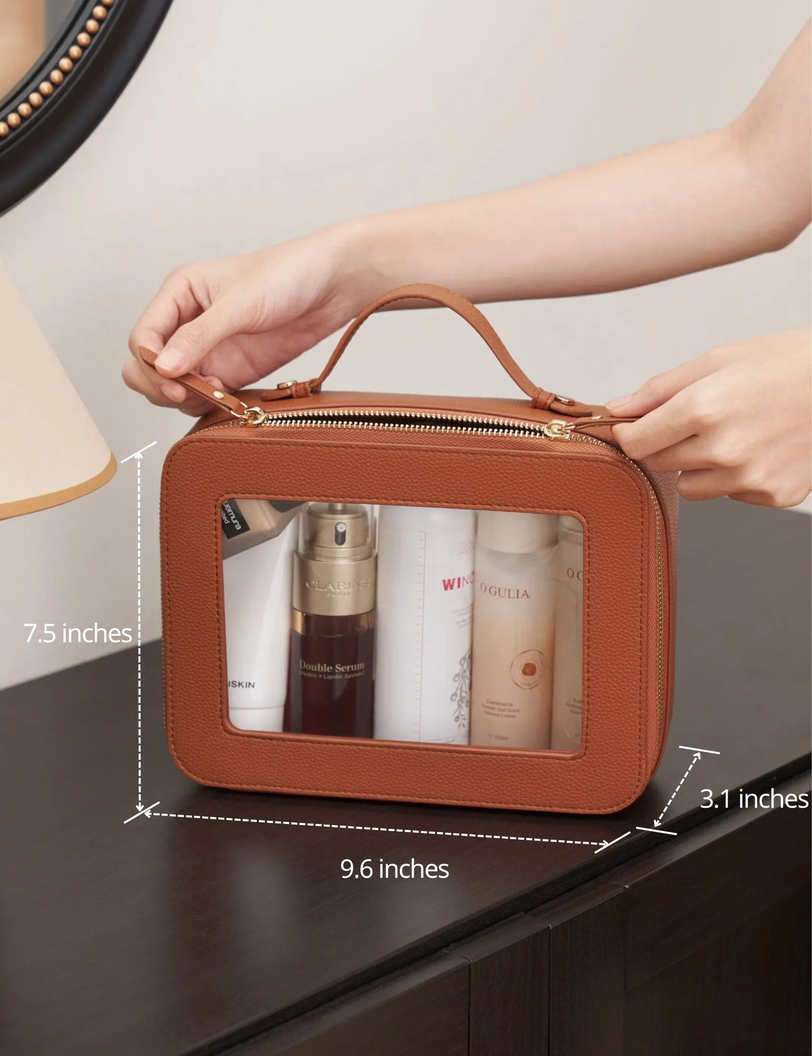 Popvibe Clear Makeup Bag, Large, Brown
