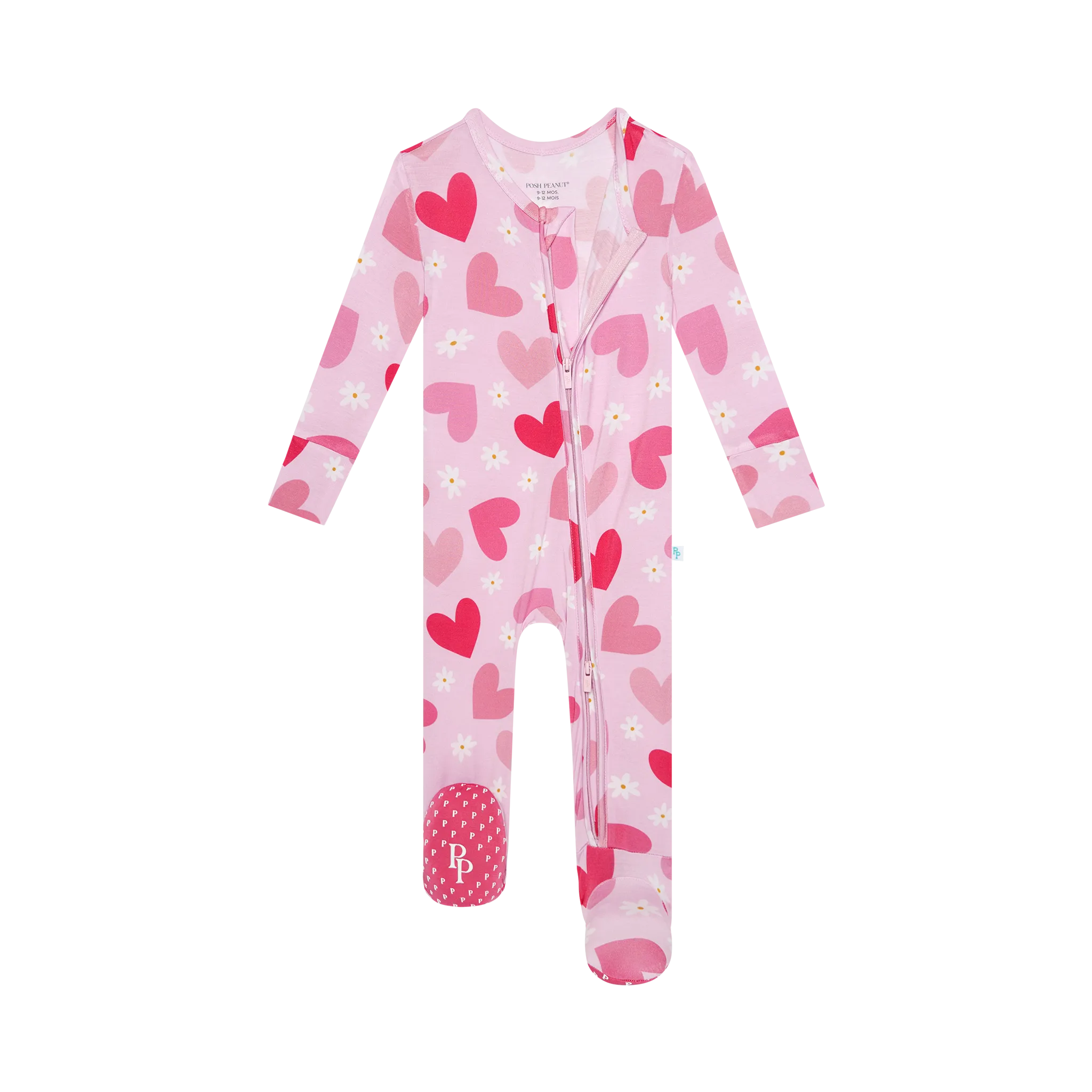 Posh Peanut Daisy Love Footie Zippered One Piece