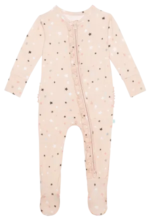 Posh Peanut Stars Ruffled Zippered Footie