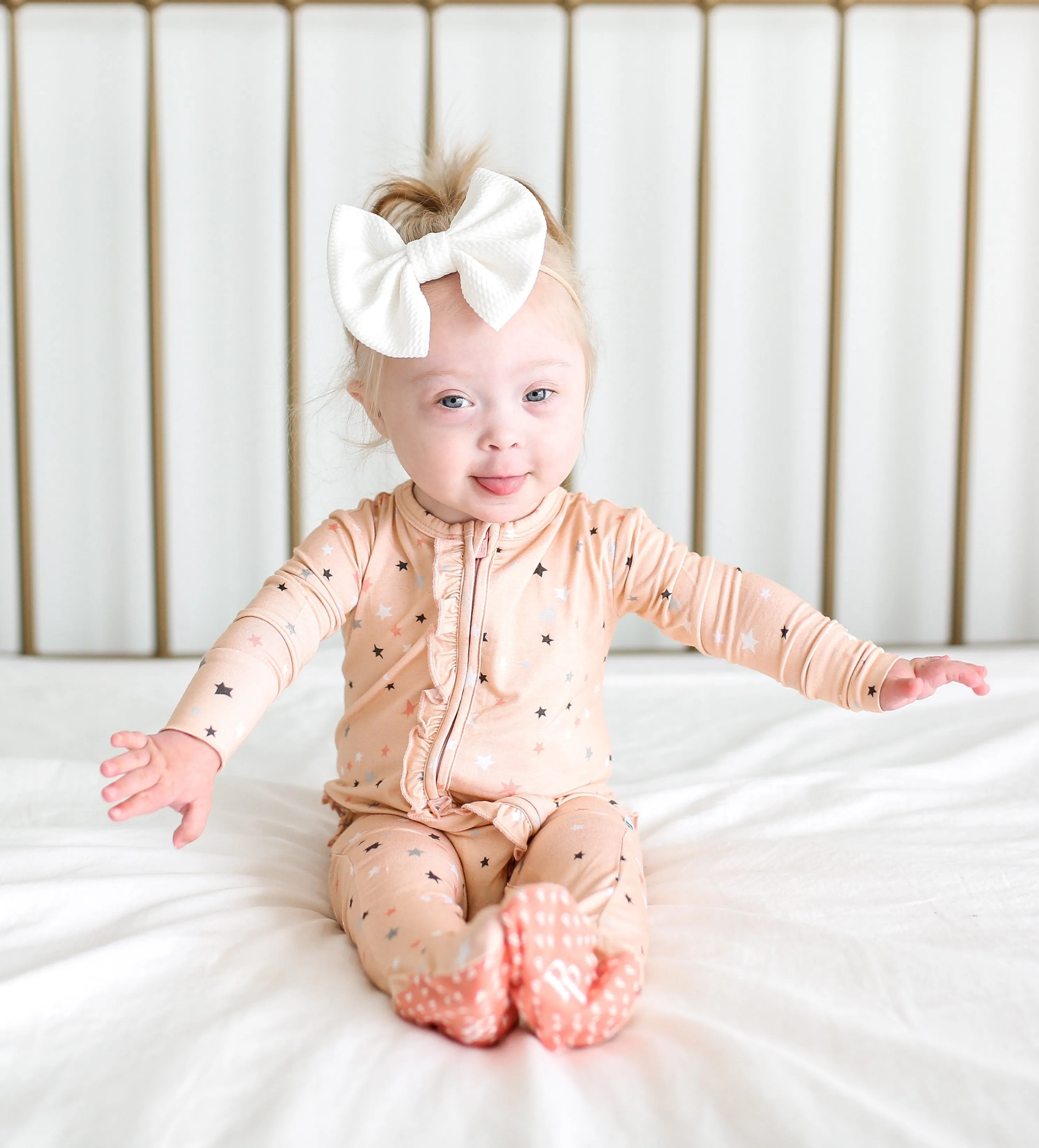 Posh Peanut Stars Ruffled Zippered Footie