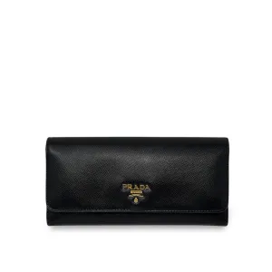 Prada Black Saffiano Long Wallet