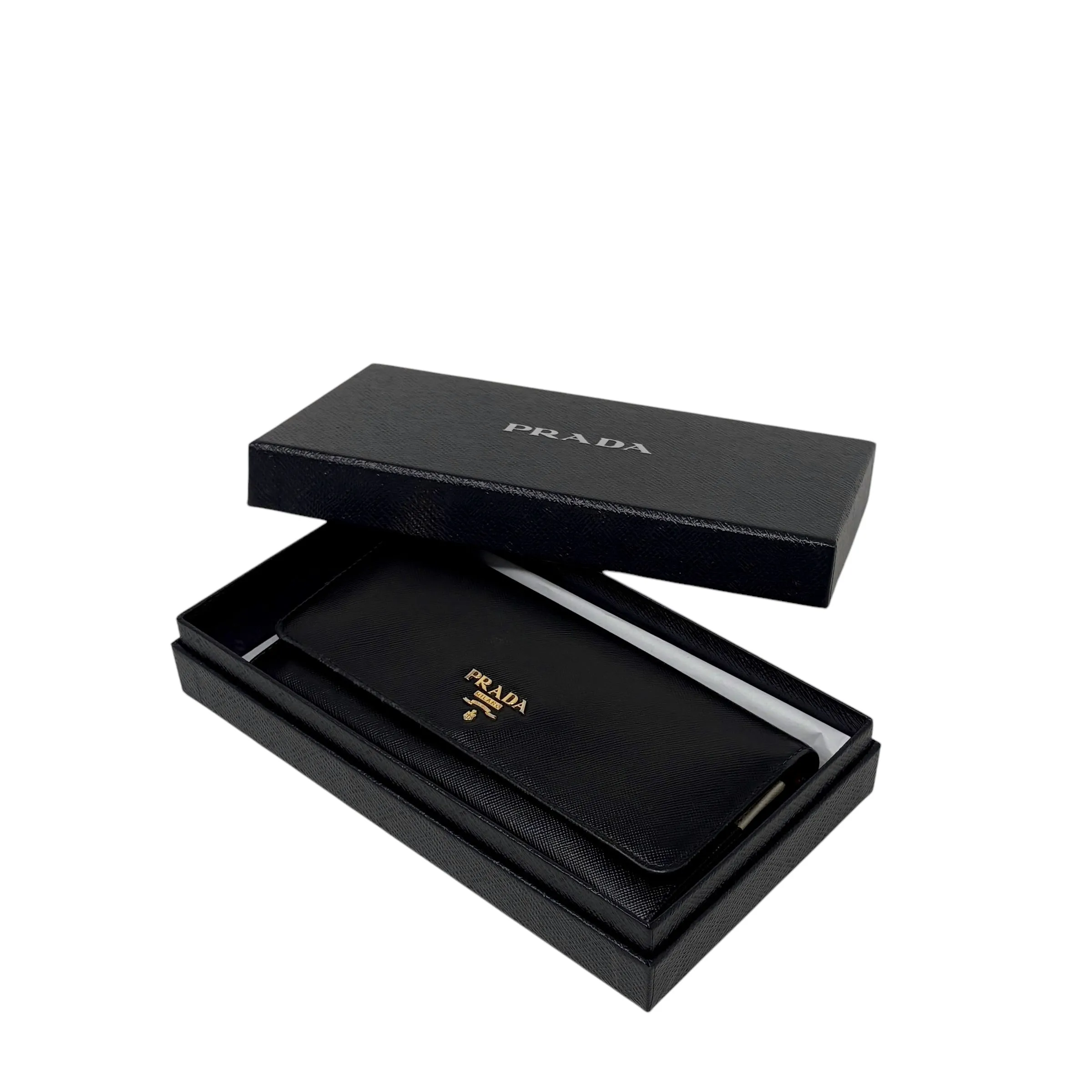 Prada Black Saffiano Long Wallet