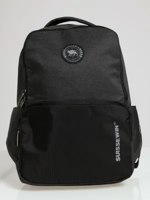Pu Round Badge Backpack - Black