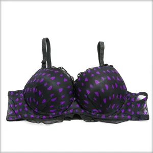 Purple Heart Double Padded Black Bra