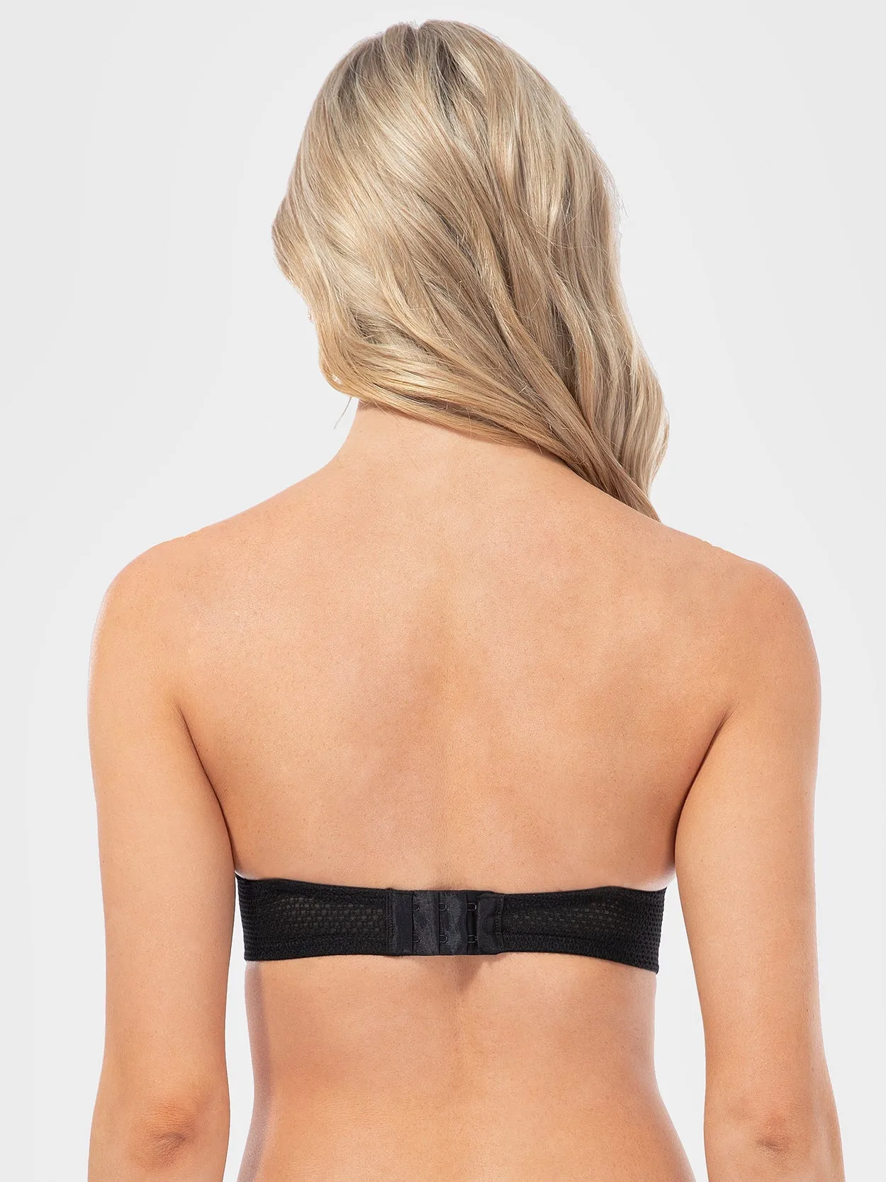 Push Up Full Figure Strapless Pleated Lace Multiway Bra Black