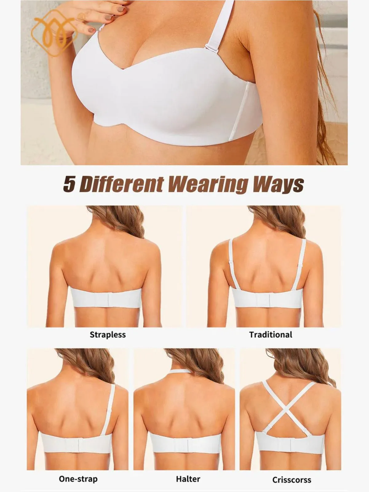 Push Up Full Figure Strapless Pleated Lace Multiway Bra Black