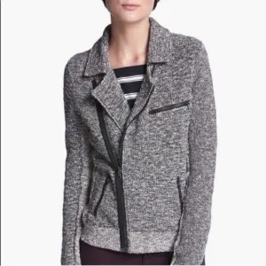 Rag &amp; Bone Women’s Hart Tweed Gray Knit Moto Jacket Sz M