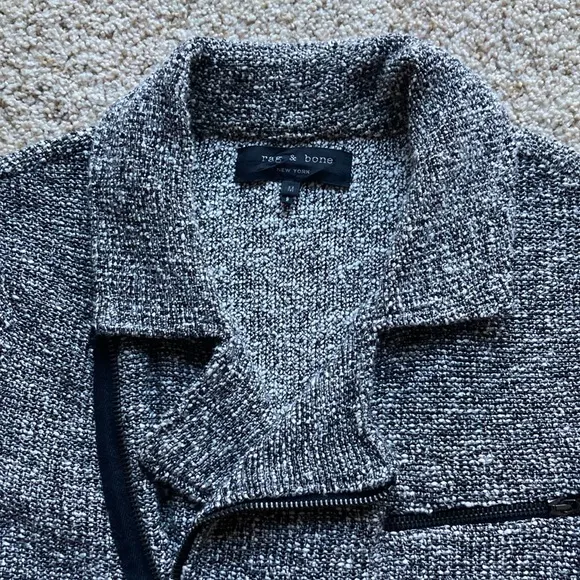 Rag &amp; Bone Women’s Hart Tweed Gray Knit Moto Jacket Sz M