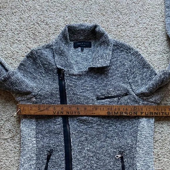 Rag &amp; Bone Women’s Hart Tweed Gray Knit Moto Jacket Sz M