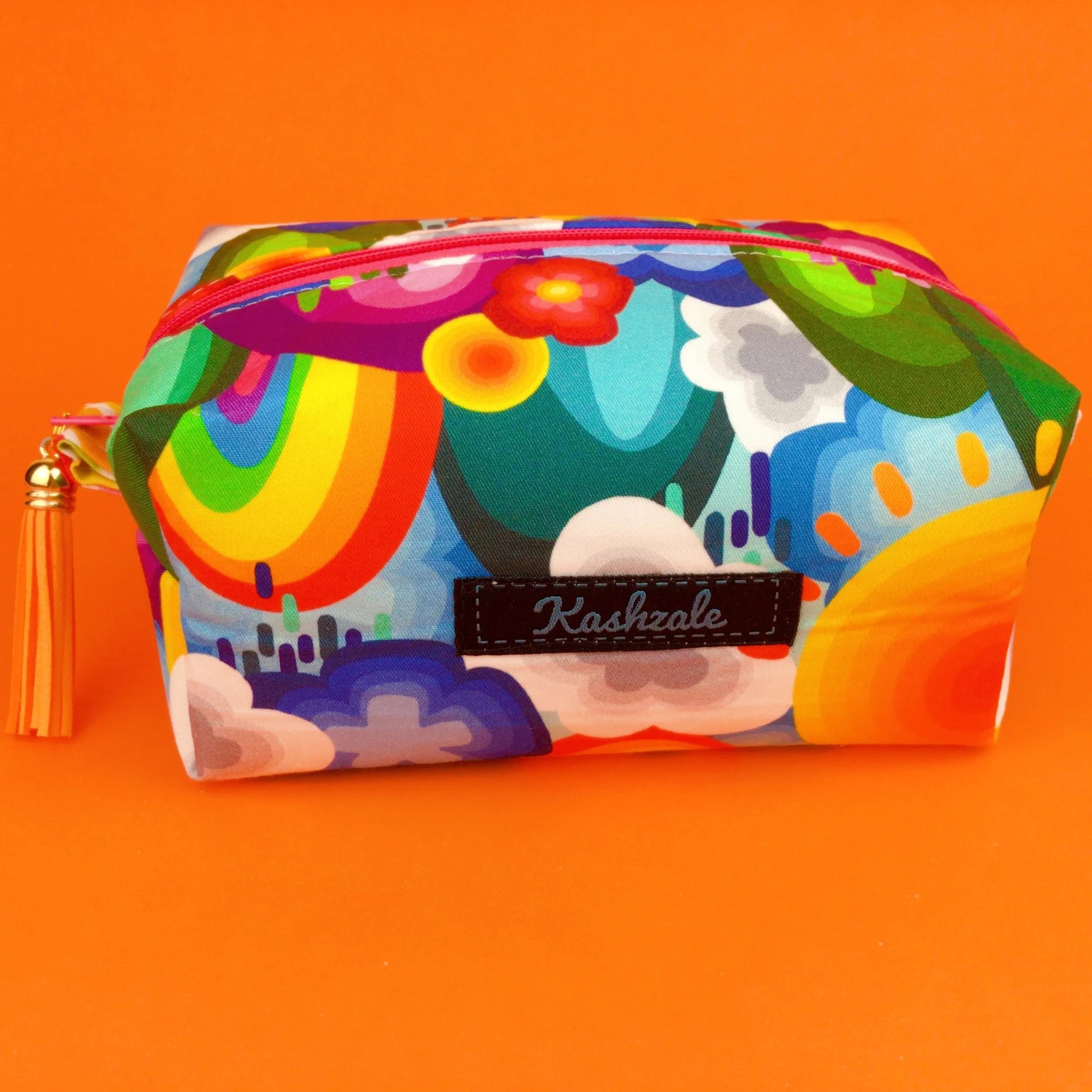 Rainbow Land Medium Box Makeup Bag.  Kasey Rainbow Design.