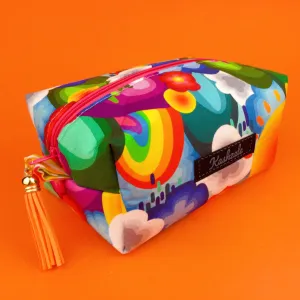 Rainbow Land Medium Box Makeup Bag.  Kasey Rainbow Design.