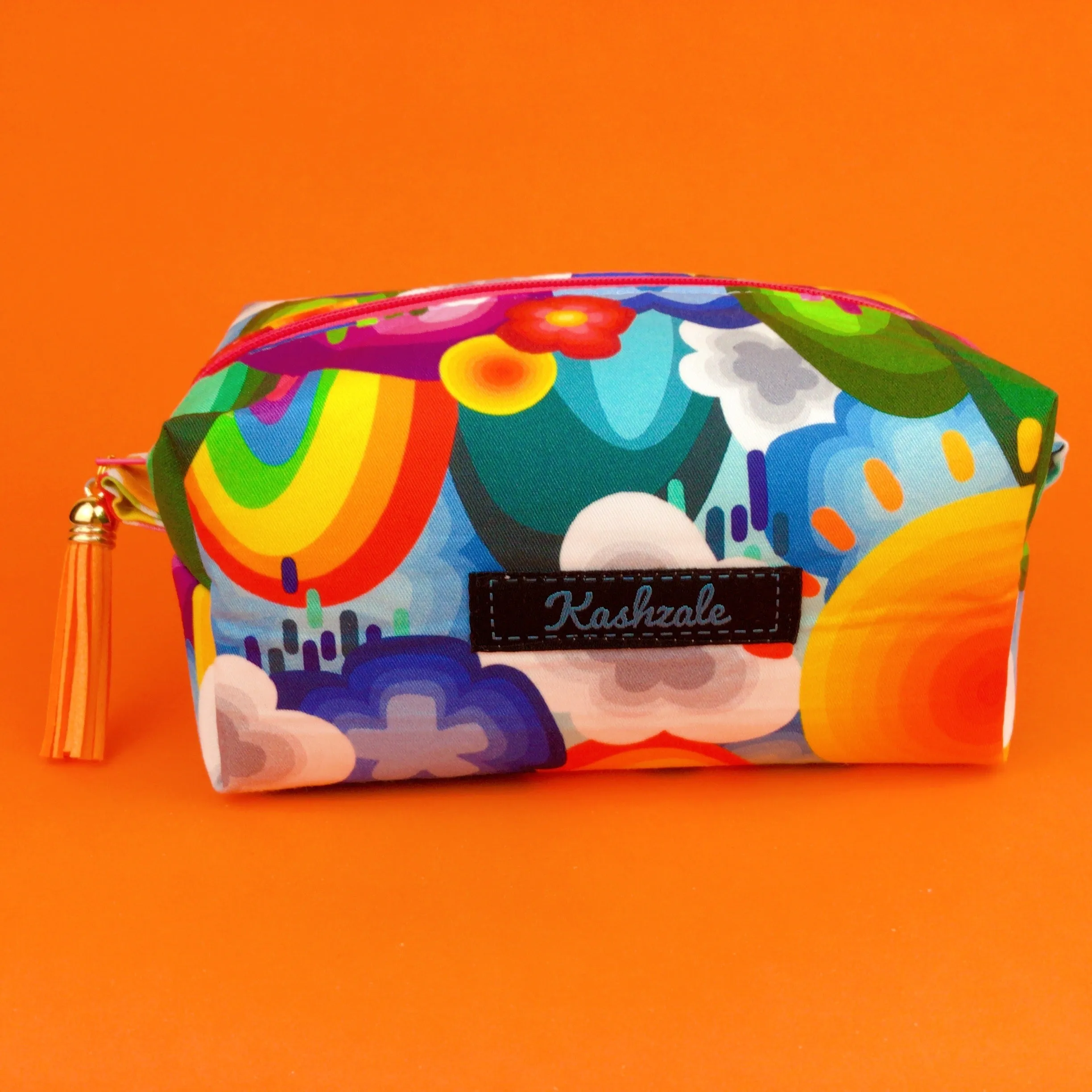 Rainbow Land Medium Box Makeup Bag.  Kasey Rainbow Design.