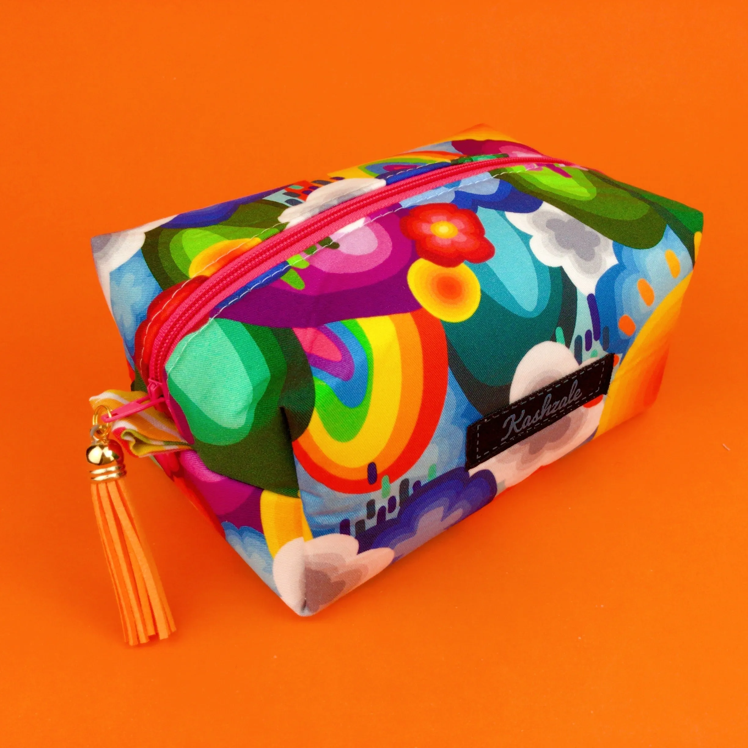 Rainbow Land Medium Box Makeup Bag.  Kasey Rainbow Design.