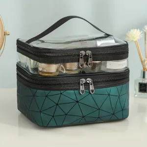 realaiot  Clear Makeup Bag Organizers, Waterproof PVC Double Layer Cosmetic Bag, Portable Travel Toiletry Bags