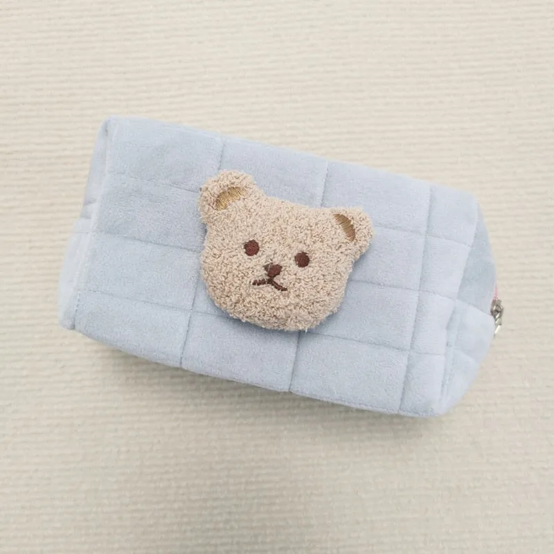 Realaiot Cute Bear Baby Toiletry Bag Make Up Cosmetic Bags Portable Diaper Pouch Baby Items Organizer Reusable Cotton Cluth Bag for Mommy