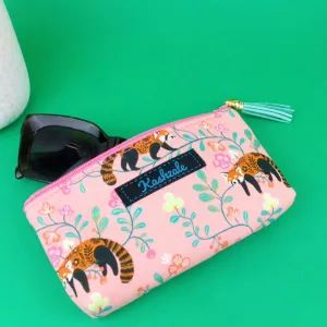 Red Panda Sunglasses bag, glasses case. Coral Glasses Case.
