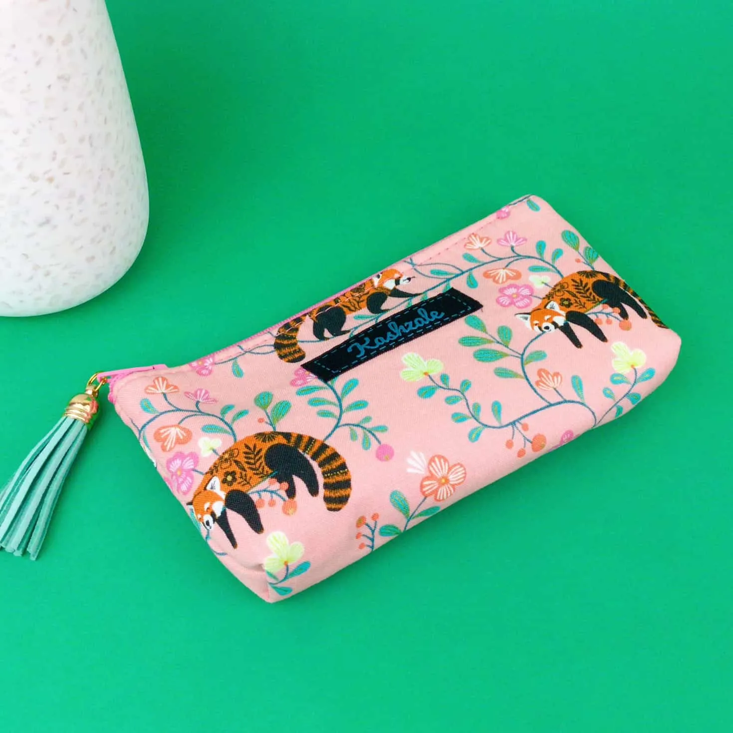 Red Panda Sunglasses bag, glasses case. Coral Glasses Case.
