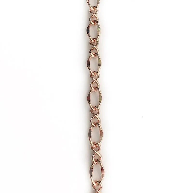 Rose Gold Bows and Os Link Chain by the Inch (#820RG)