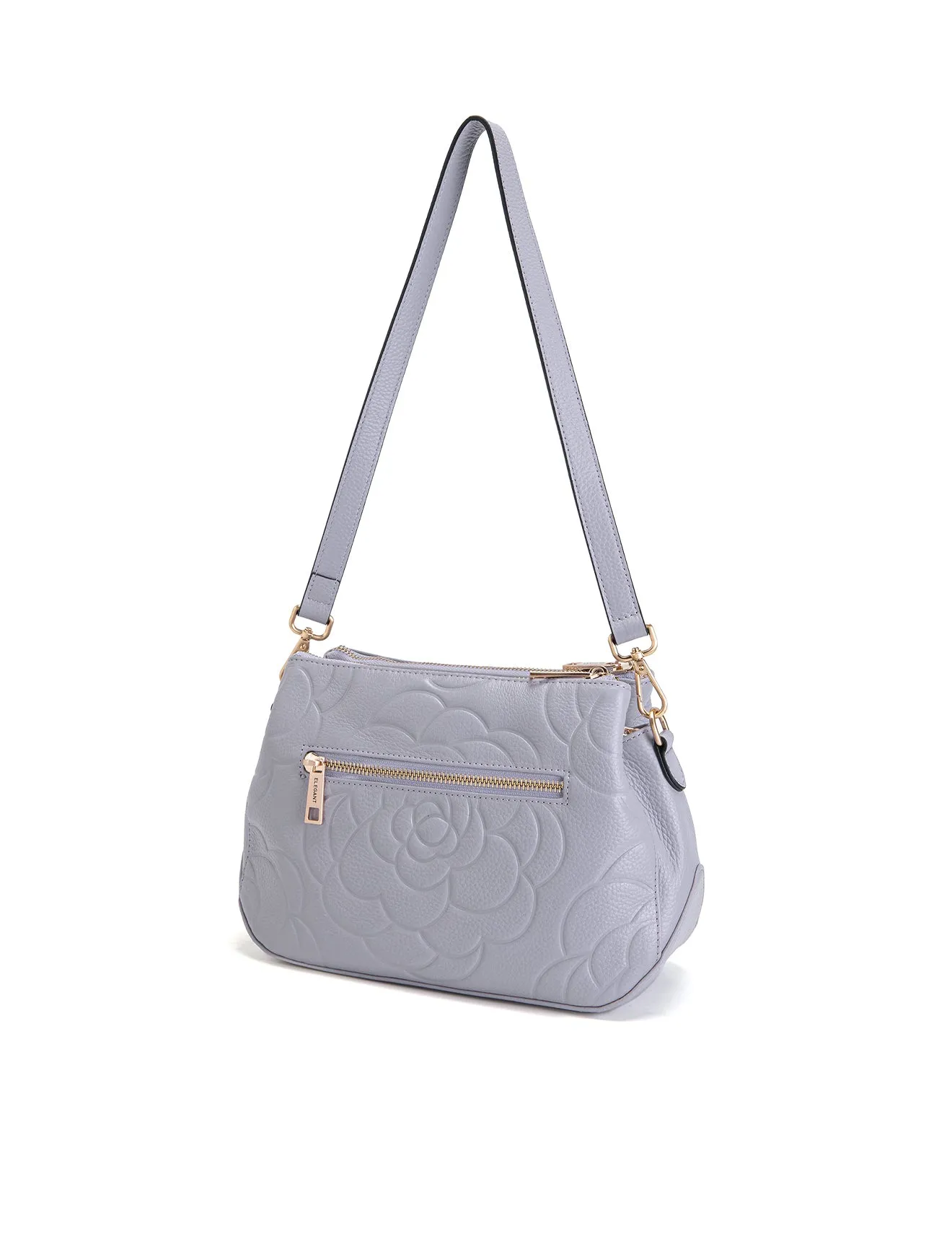 ROSIE 3 COMPARTMENT LEATHER XBODY BAG- E1-8285A-CORNFLOWER