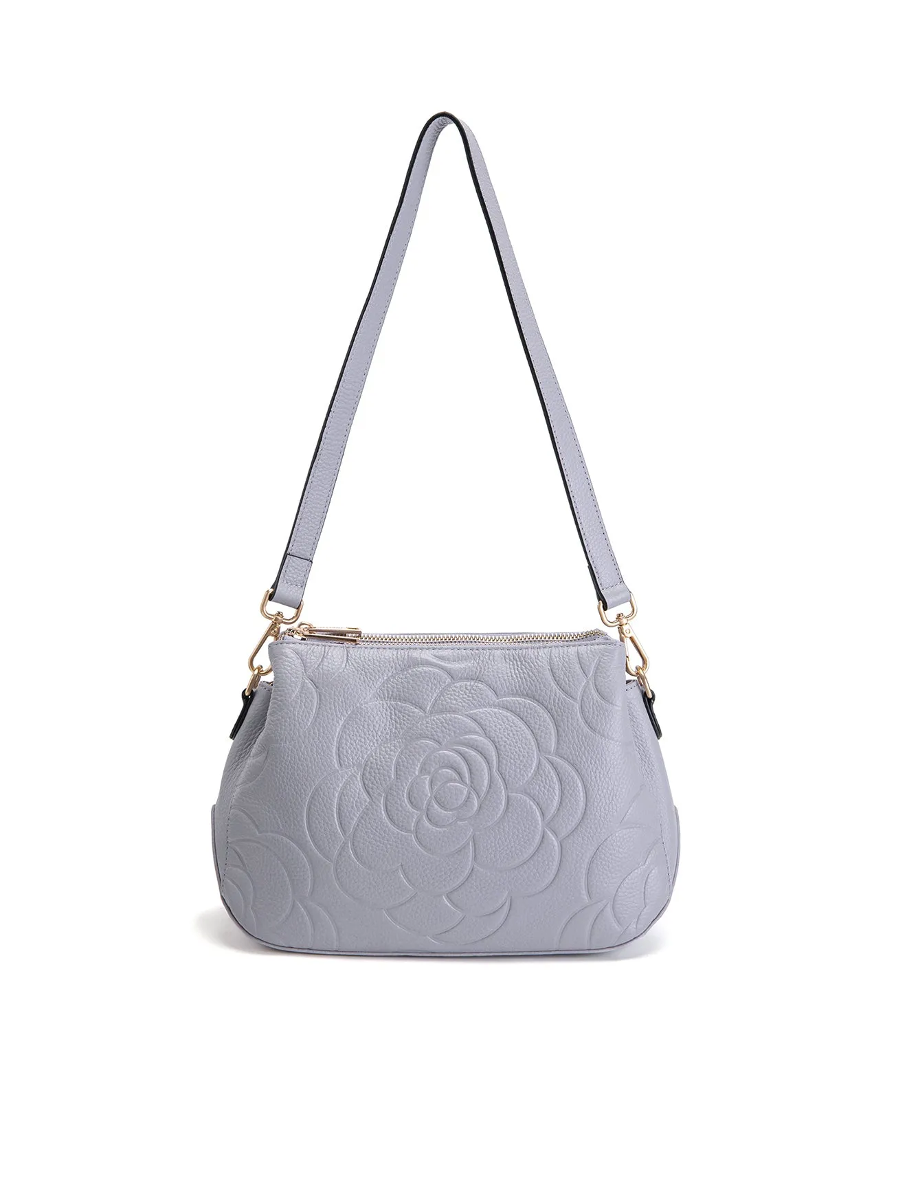 ROSIE 3 COMPARTMENT LEATHER XBODY BAG- E1-8285A-CORNFLOWER