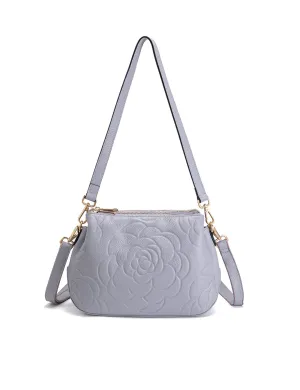 ROSIE 3 COMPARTMENT LEATHER XBODY BAG- E1-8285A-CORNFLOWER