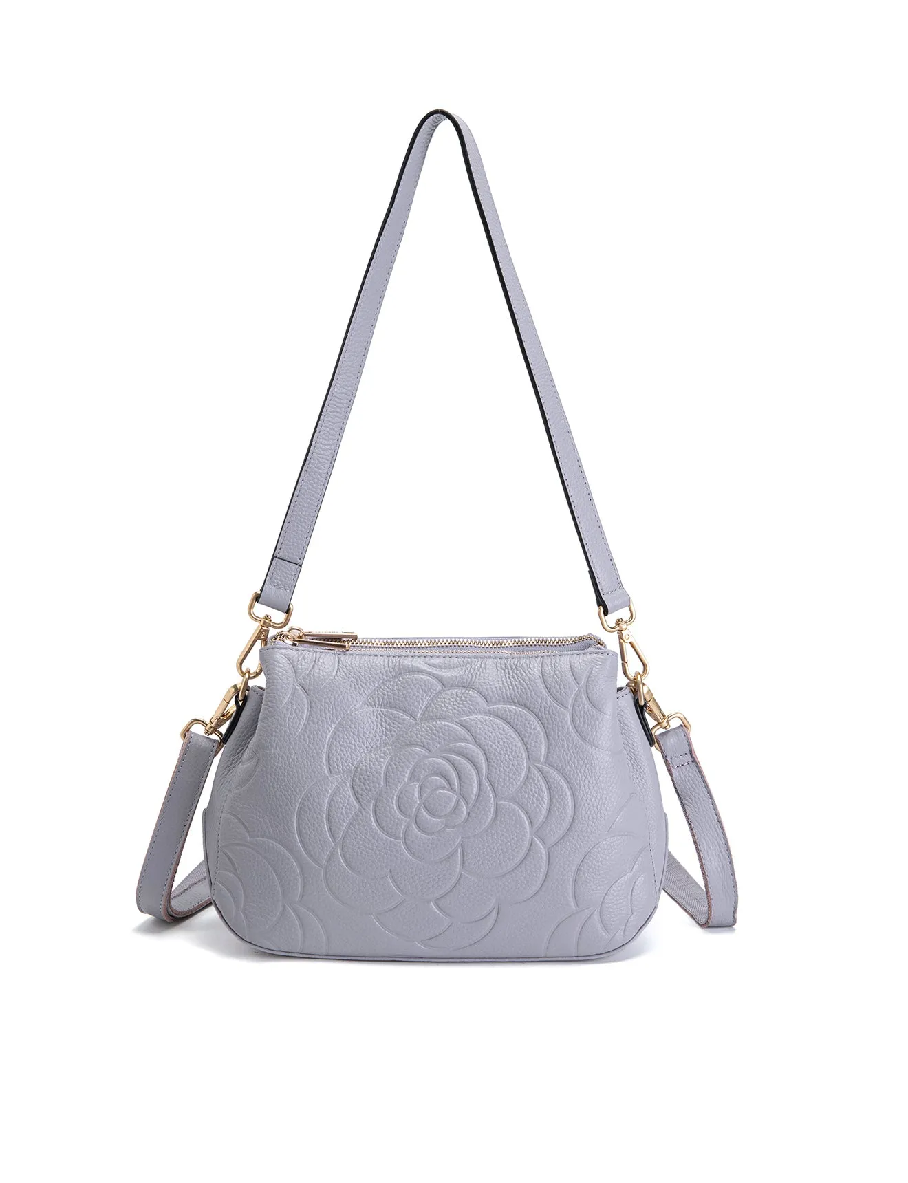 ROSIE 3 COMPARTMENT LEATHER XBODY BAG- E1-8285A-CORNFLOWER