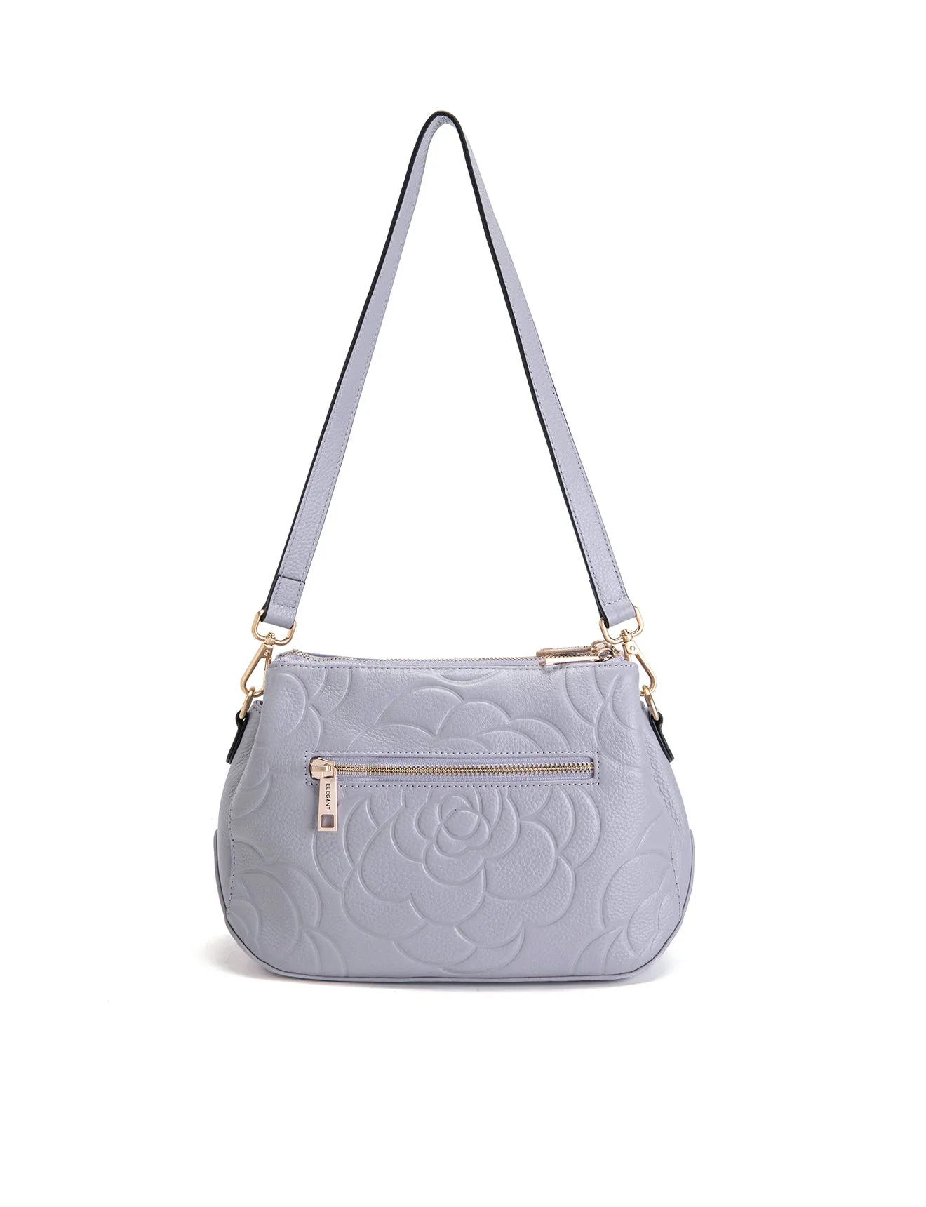 ROSIE 3 COMPARTMENT LEATHER XBODY BAG- E1-8285A-CORNFLOWER
