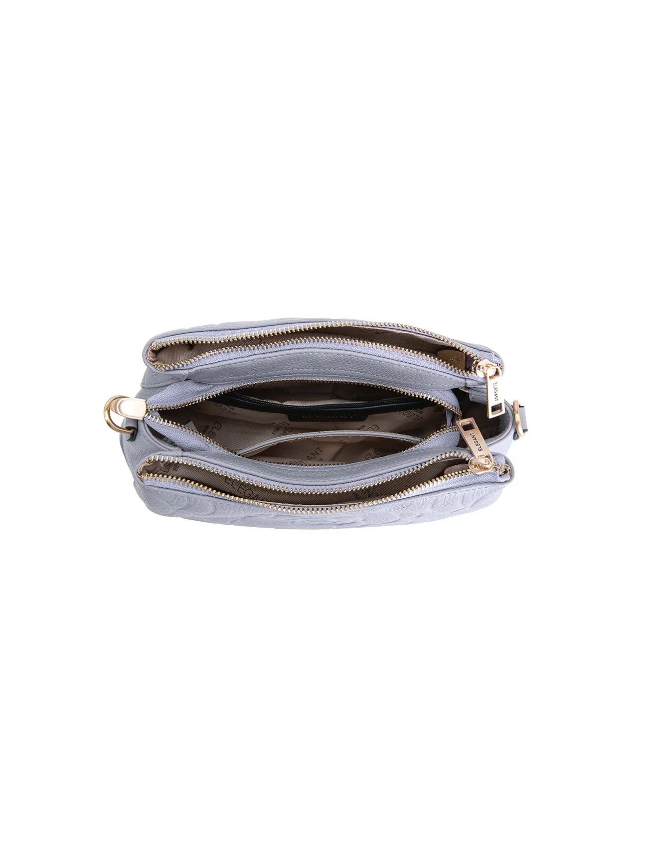 ROSIE 3 COMPARTMENT LEATHER XBODY BAG- E1-8285A-CORNFLOWER